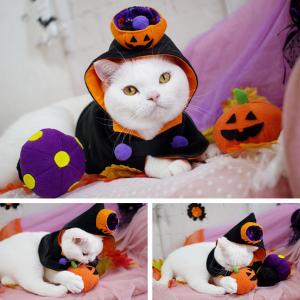 ハロウィンフードマント with キャンディーポット ボンテン3個