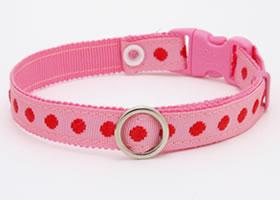 おしゃれ猫首輪 刺繍リボンドット柄 おしゃれ猫首輪 Lサイズ 大きな猫