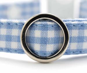 ブルーギンガムチェック、わんちゃん猫ちゃん用首輪 デイリー猫首輪EX ギンガムチェックシリーズ 猫用首輪