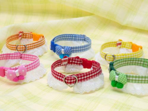 おしゃれ猫首輪 ちょこフリにチョウチョがとまった猫首輪 猫用首輪