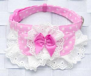 ちょこえり猫首輪 丸えり綿レース水玉シリーズ 猫用首輪 ( ちょこえり