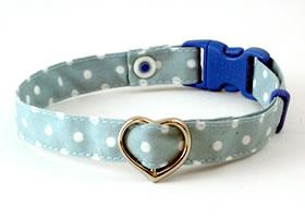 デイリー猫首輪10ミリ幅 水玉ハートバックルシリーズ ( 水玉柄 ) - 猫